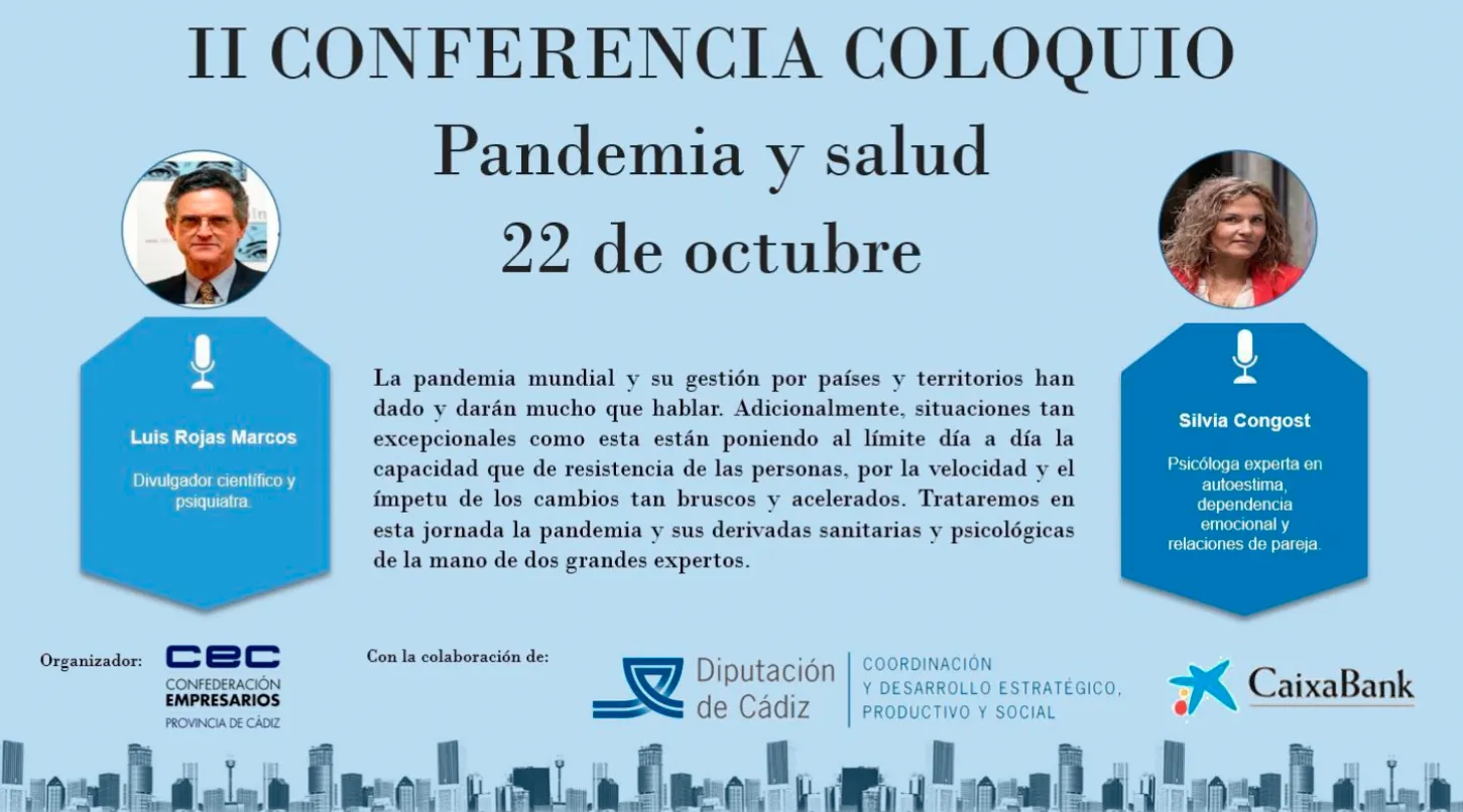 La CEC celebra la conferencia “Pandemia y salud”, protagonizada por el psiquiatra Luis Rojas Marcos y la psicóloga Silvia Congost