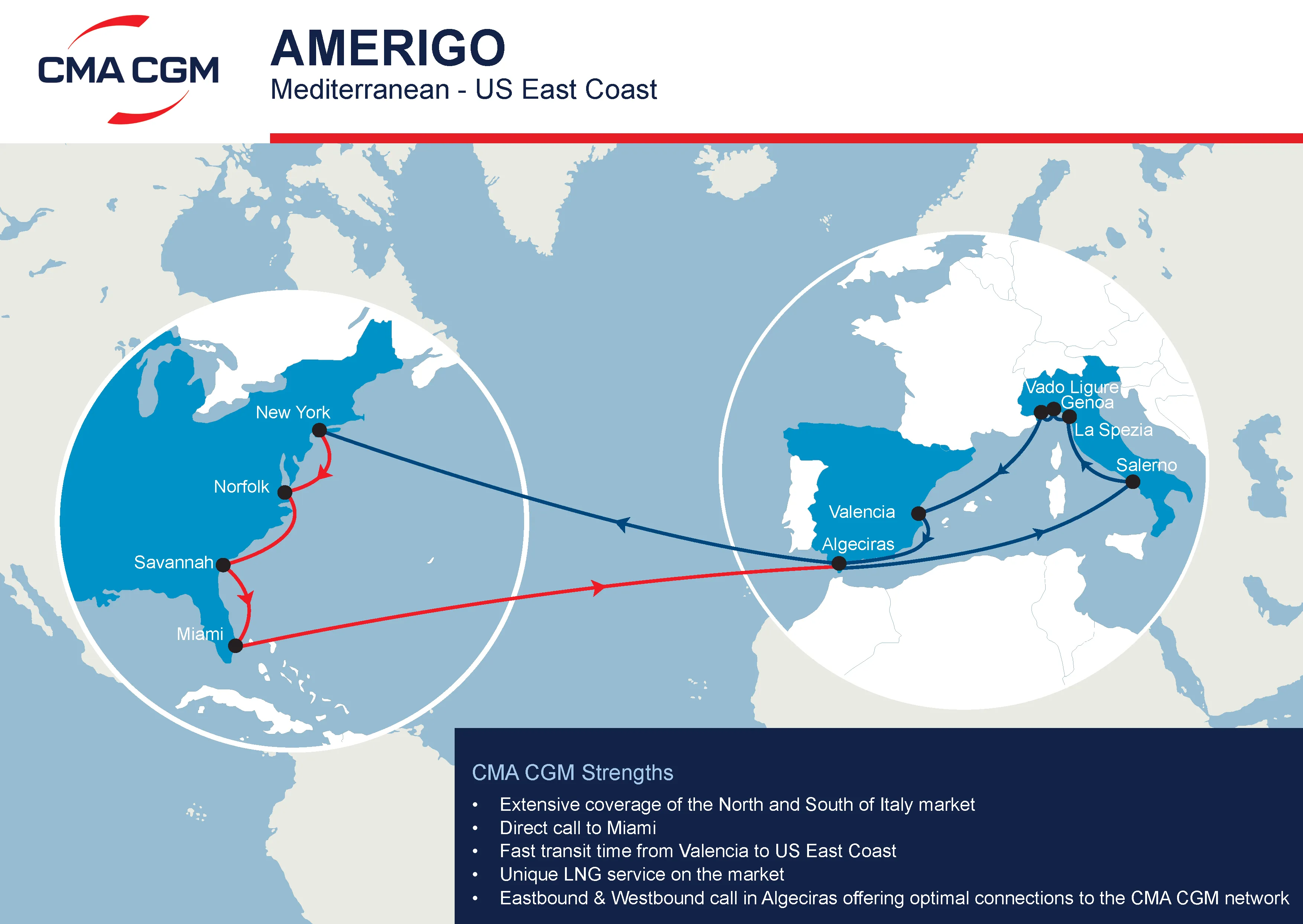 CMA CGM mantiene la escala del puerto de Algeciras en la nueva configuración del servicio AMERIGO