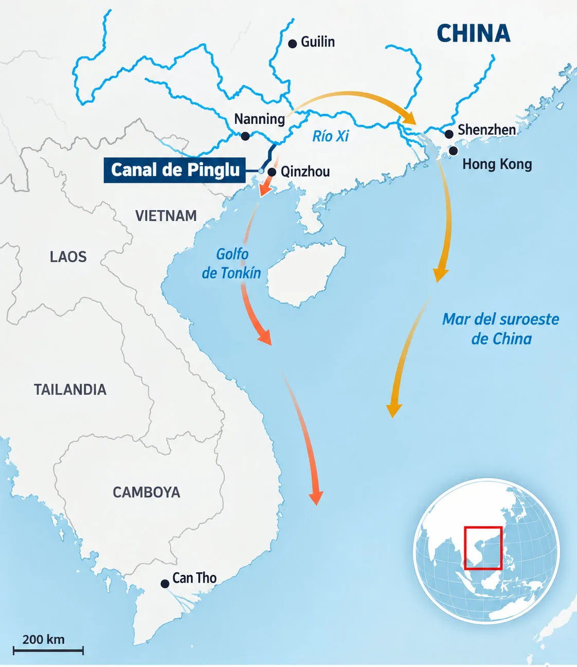 China abre el canal de Pinglu, una conexión fluvial estratégica para el comercio con el sudeste asiático