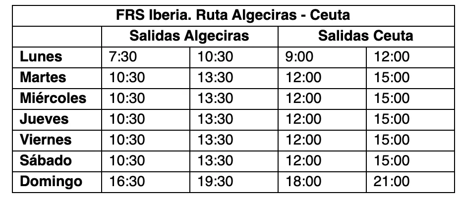 FRS reanuda este domingo la ruta Algeciras-Ceuta