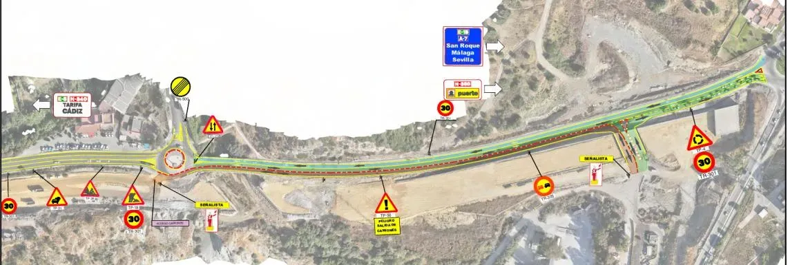 El acceso sur al Puerto de Algeciras afronta nuevas fases de obra con afectaciones al tráfico en la N-340