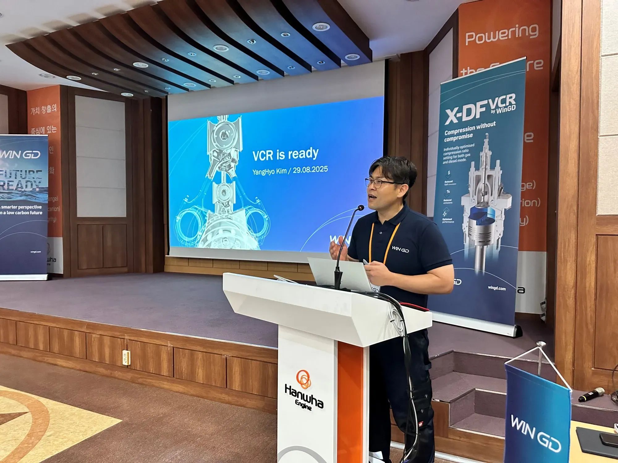 WinGD y Hanwha Engine finalizan con éxito el primer motor X72DF-2.2 con tecnología VCR