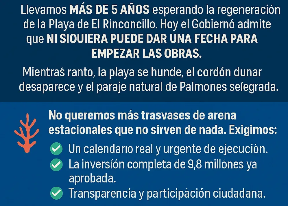 Salvemos Rinconcillo exige al Gobierno una fecha concreta para la regeneración de la playa