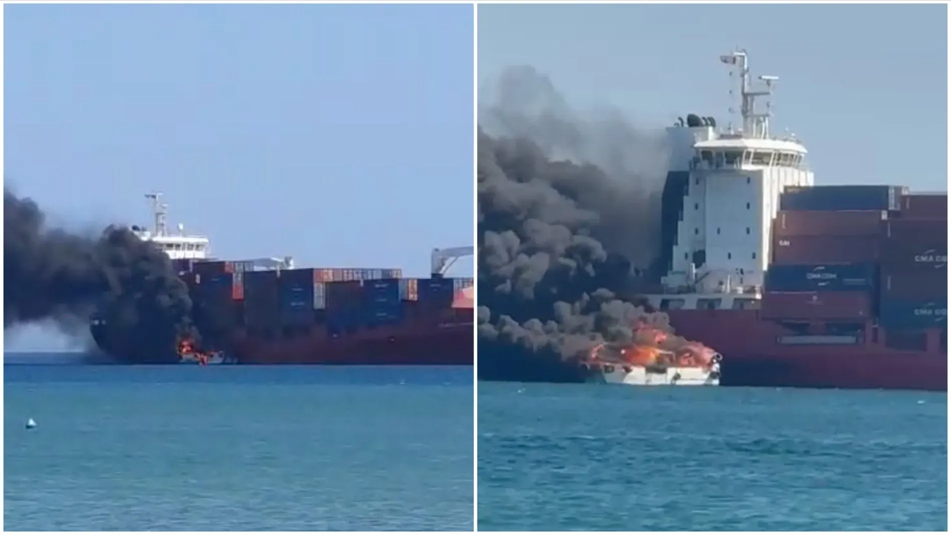 Un incendio en un buque de suministro en la bahía de Algeciras obliga a ...